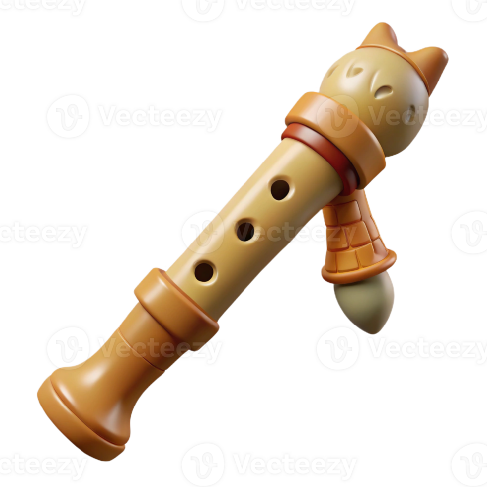 rare minimalist Ultra-detailed, photorealistic isolated cutout of a tribal child's small bone flute with carved animal figures with Transparent Background sharp png