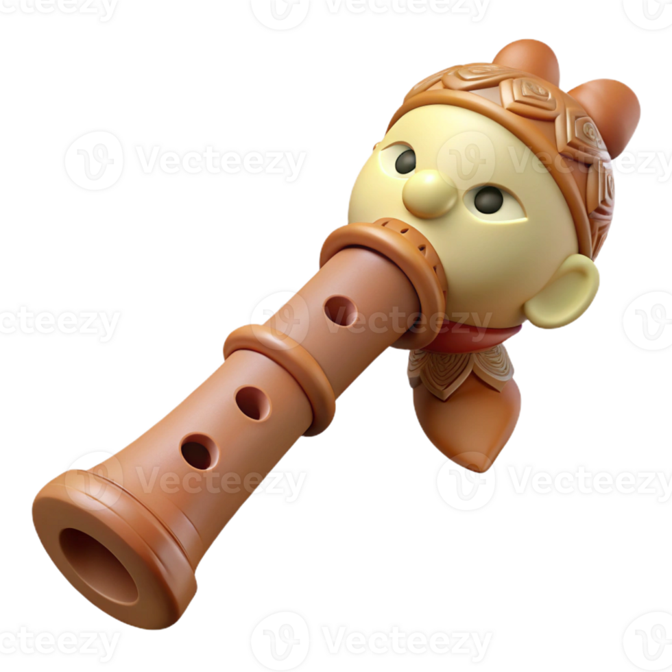 passionate exquisite Ultra-detailed, photorealistic isolated cutout of a tribal child's small bone flute with carved animal figures with Transparent Background flawless png