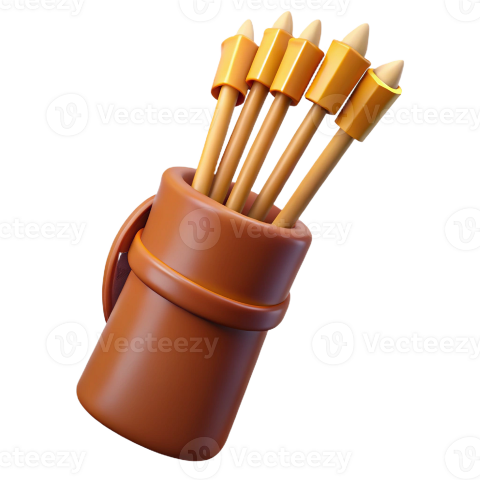 hypnotic surreal A quiver full of arrows, fletching detailed with Transparent Background top-tier png