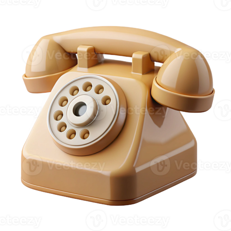 gorgeous traditional Photorealistic, ultra-detailed, isolated cutout of a single, retro, beige rotary telephone, front view with Transparent Background masterfully captured png
