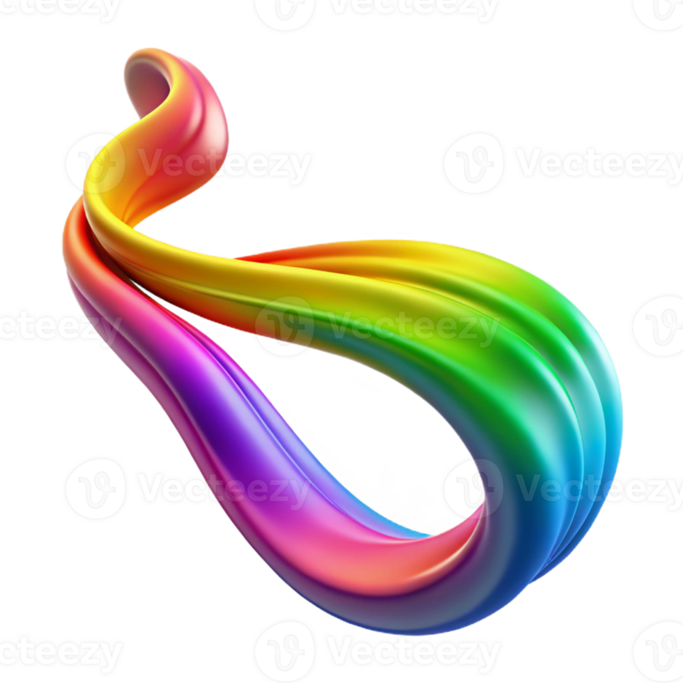 joyful fascinating A flowing ribbon of smoke in vibrant rainbow hues with Transparent Background original png