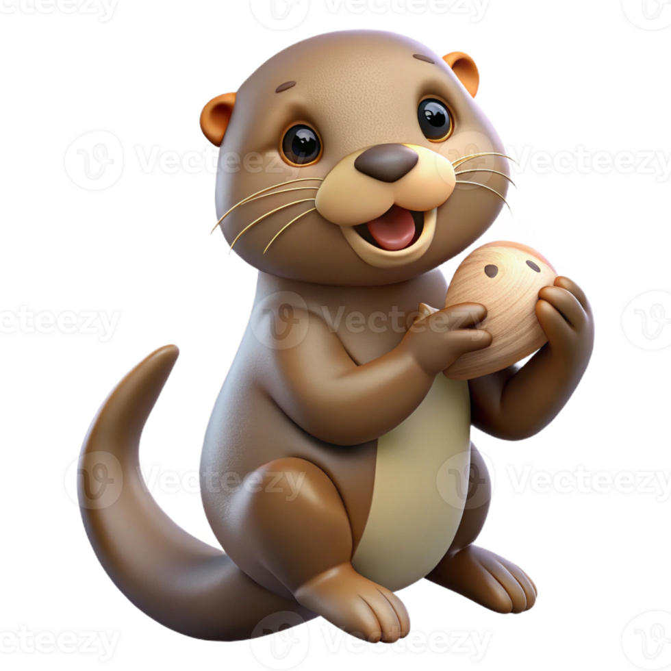 intense mesmerizing A playful sea otter holding a shell, with Transparent Background genuine png