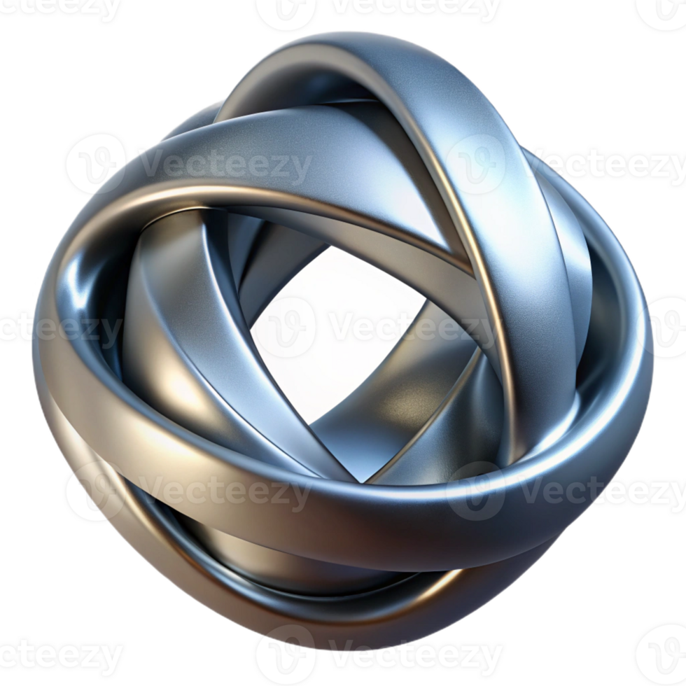 harmonious mesmerizing A rotating, geometric shape with a metallic texture with Transparent Background fine detail png