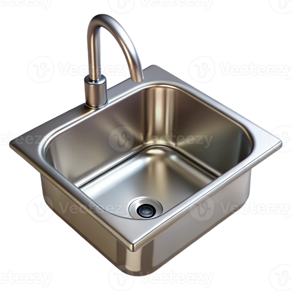 melancholic magnificent Kitchen sink stainless steel with Transparent Background crisp png
