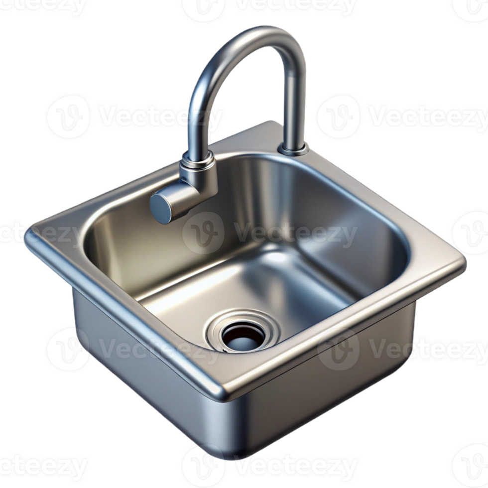 impressive bold mid-century Kitchen sink stainless steel with Transparent Background studio quality png