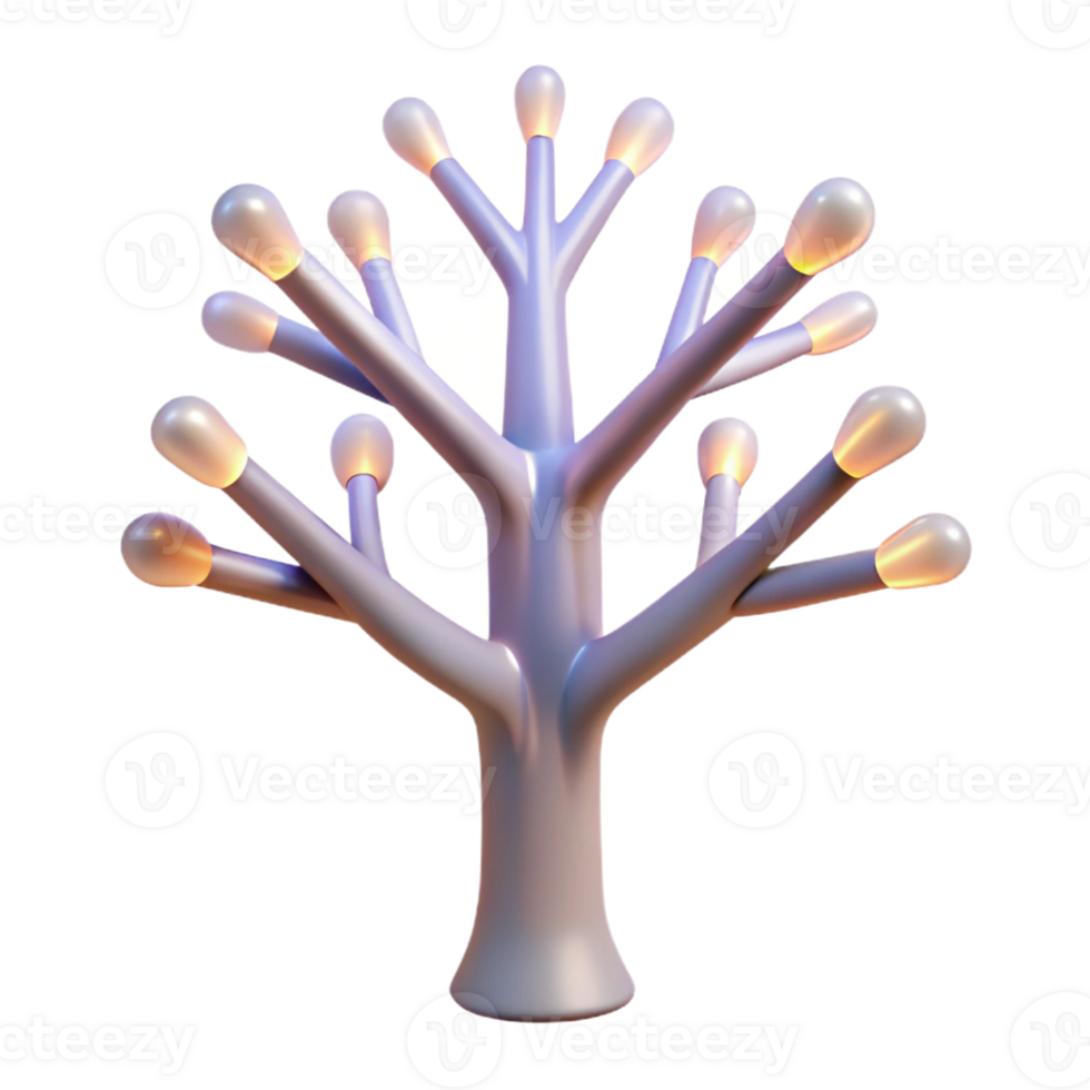 fascinating signature A stylized, abstract tree with branches made of light with Transparent Background png