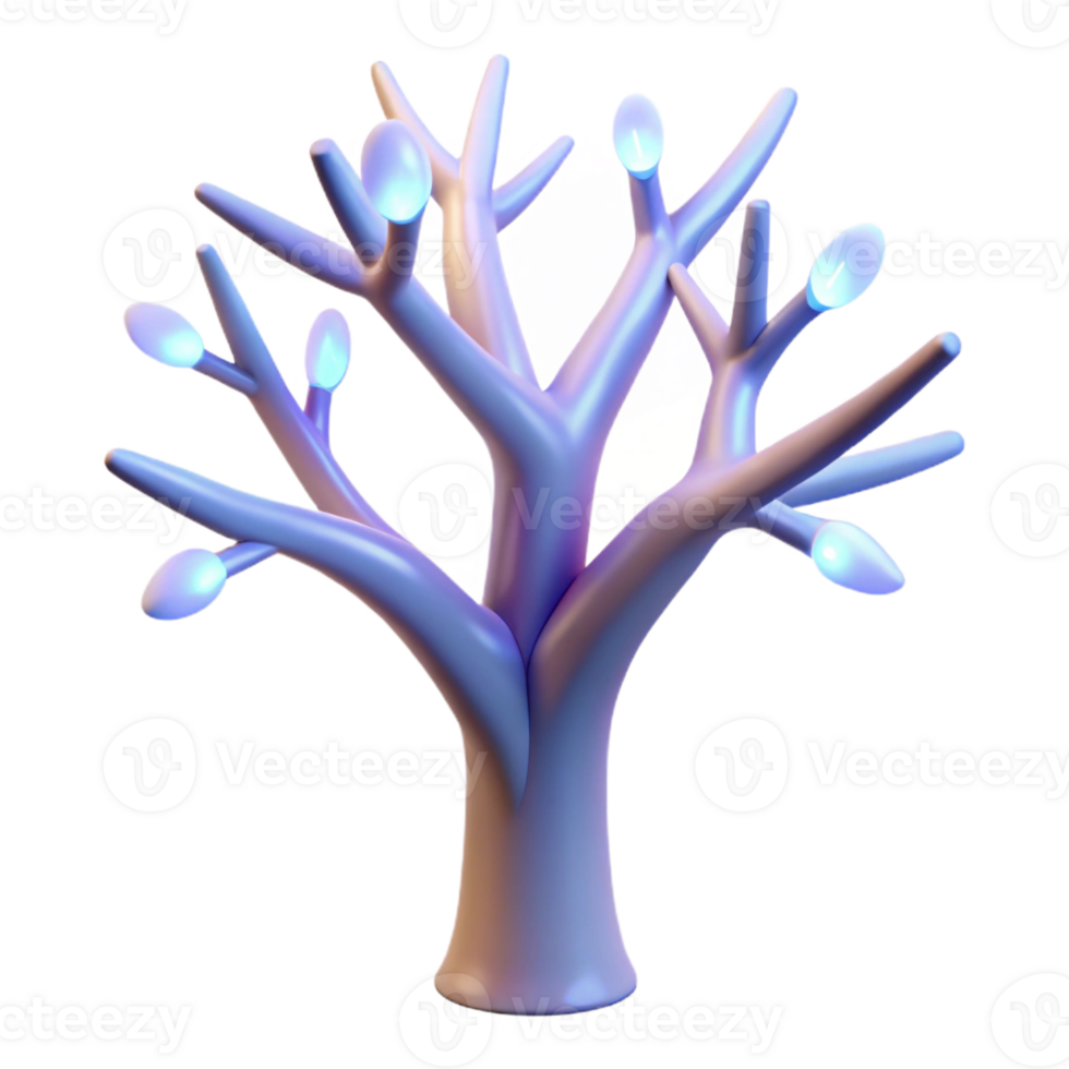 melancholic beautiful A stylized, abstract tree with branches made of light with Transparent Background sharp png