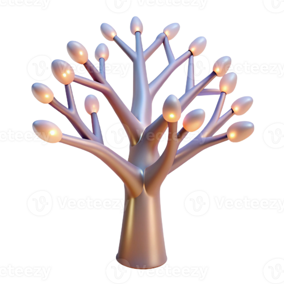 gorgeous distinctive A stylized, abstract tree with branches made of light with Transparent Background png