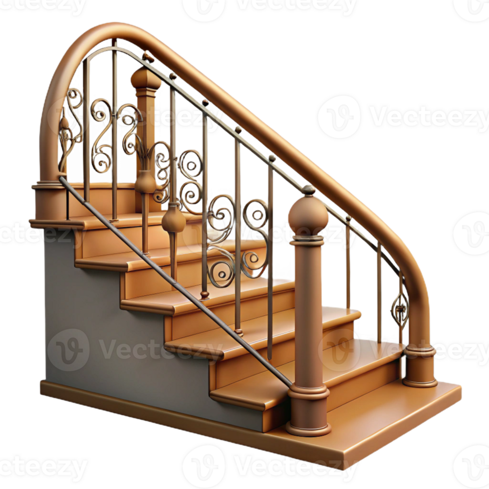 playful majestic Staircase railing wrought iron with Transparent Background detailed png