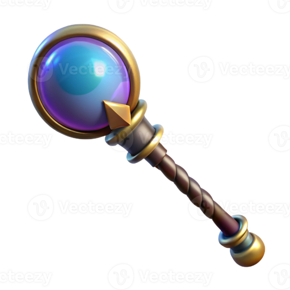 hypnotic classic A magical staff, topped with a glowing orb with Transparent Background exclusive png