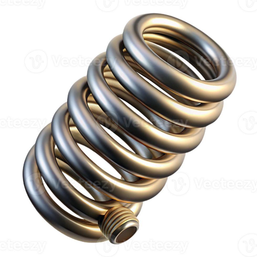 mysterious spectacular Steampunk spring with tight coils and steel finish with Transparent Background professional png