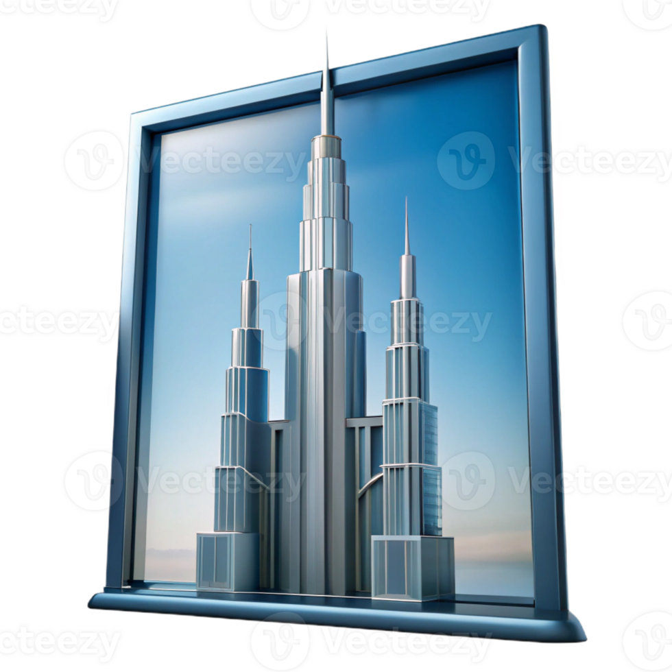 dazzling distinguished Burj Khalifa skyscraper facade panel, with Transparent Background png