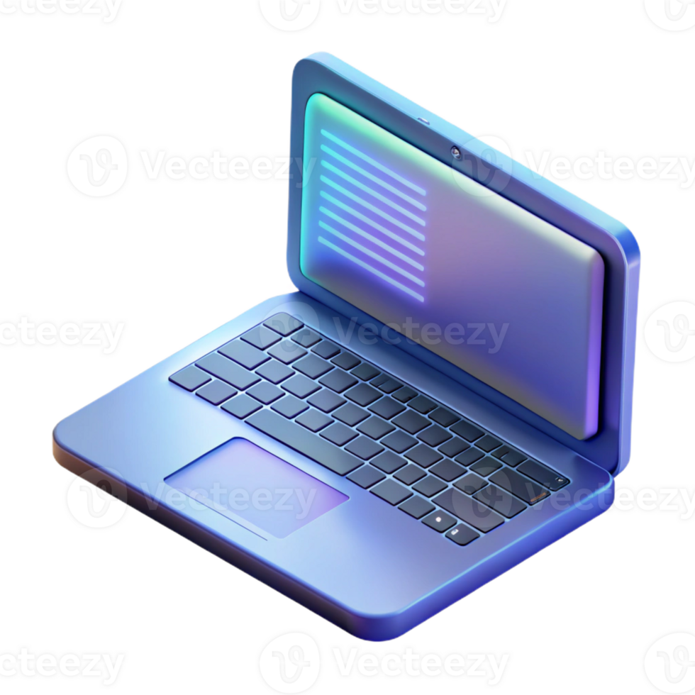 distinguished urban Photorealistic, ultra-detailed, isolated cutout of a single, open laptop displaying a coding interface with Transparent Background studio quality png