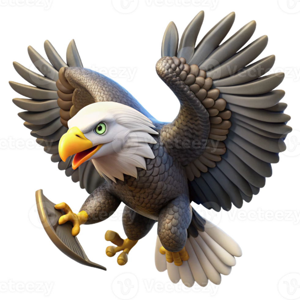 mesmerizing artistic A flying bald eagle carrying a fish, with Transparent Background elite png