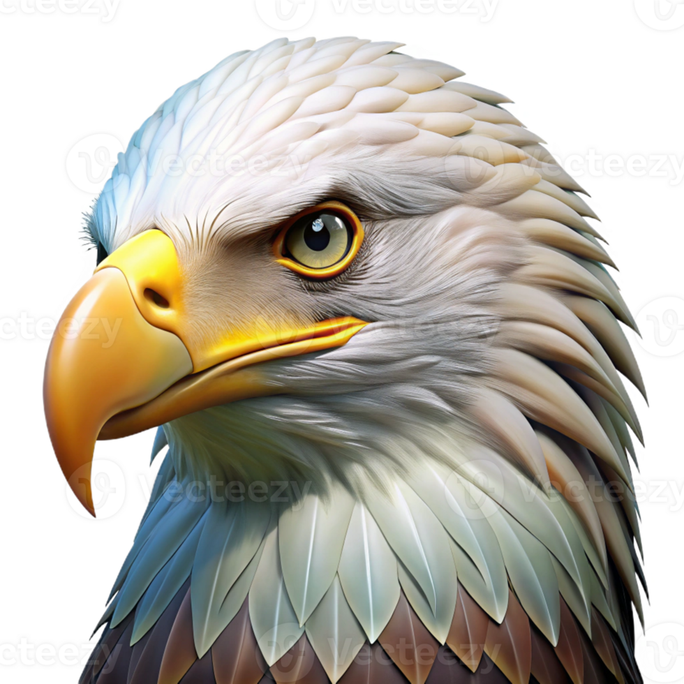 magnificent vintage A majestic bald eagle, close-up, detailed feathers, intense gaze with Transparent Background flawless png