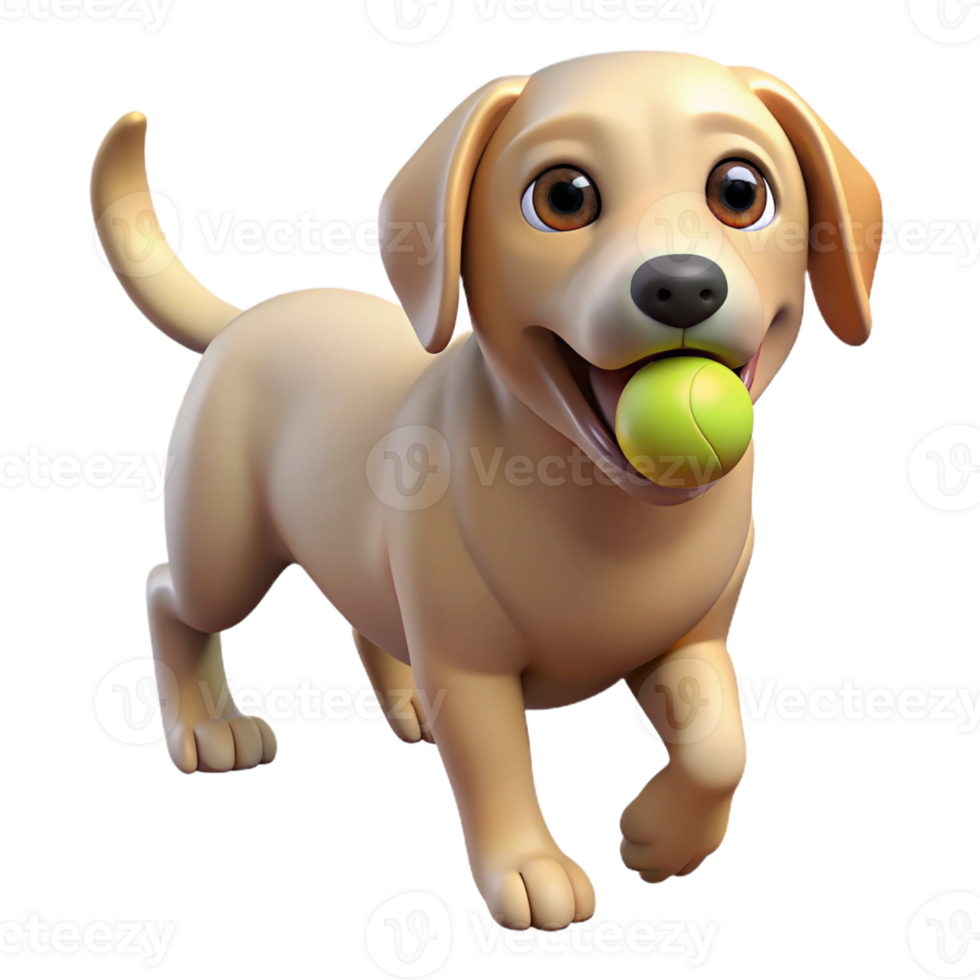 harmonious gorgeous A playful Labrador retriever, holding a tennis ball with Transparent Background original png