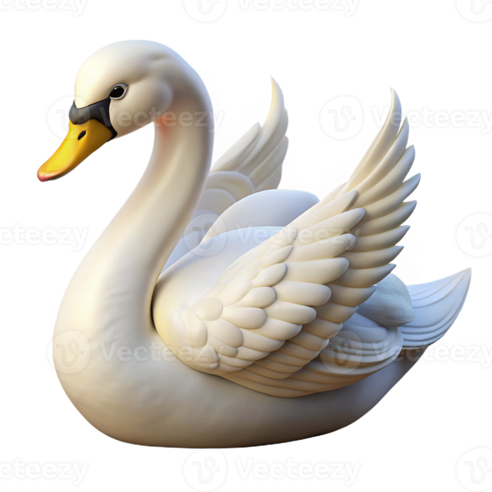 magnificent notable A graceful swan, white feathers, curved neck with Transparent Background png