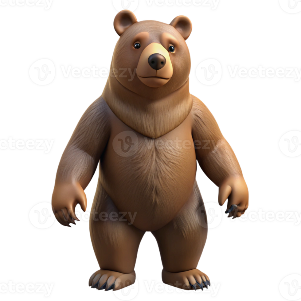 mesmerizing abstract A grizzly bear, standing on hind legs, powerful paws with Transparent Background studio quality png