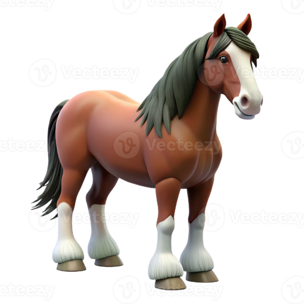 magnificent playful surreal A Clydesdale horse with feathered legs, with Transparent Background handcrafted png