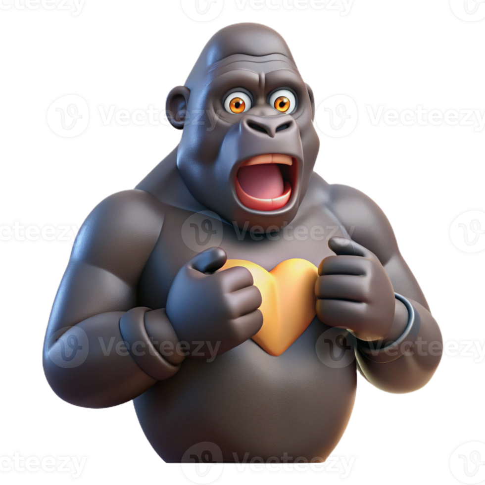 enchanting energetic elegant A gorilla beating its chest, with Transparent Background studio quality png