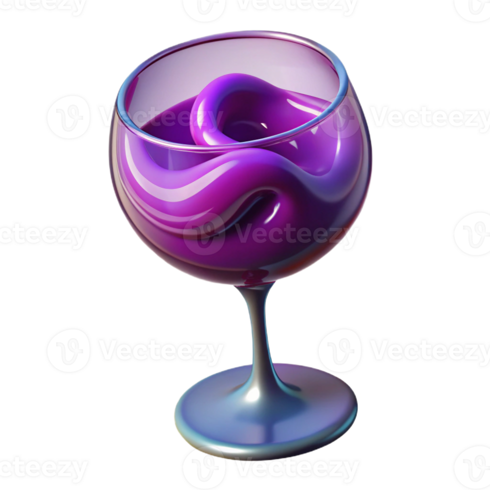 pristine bold futuristic A stylized wine glass filled with swirling, abstract liquid with Transparent Background masterfully captured png