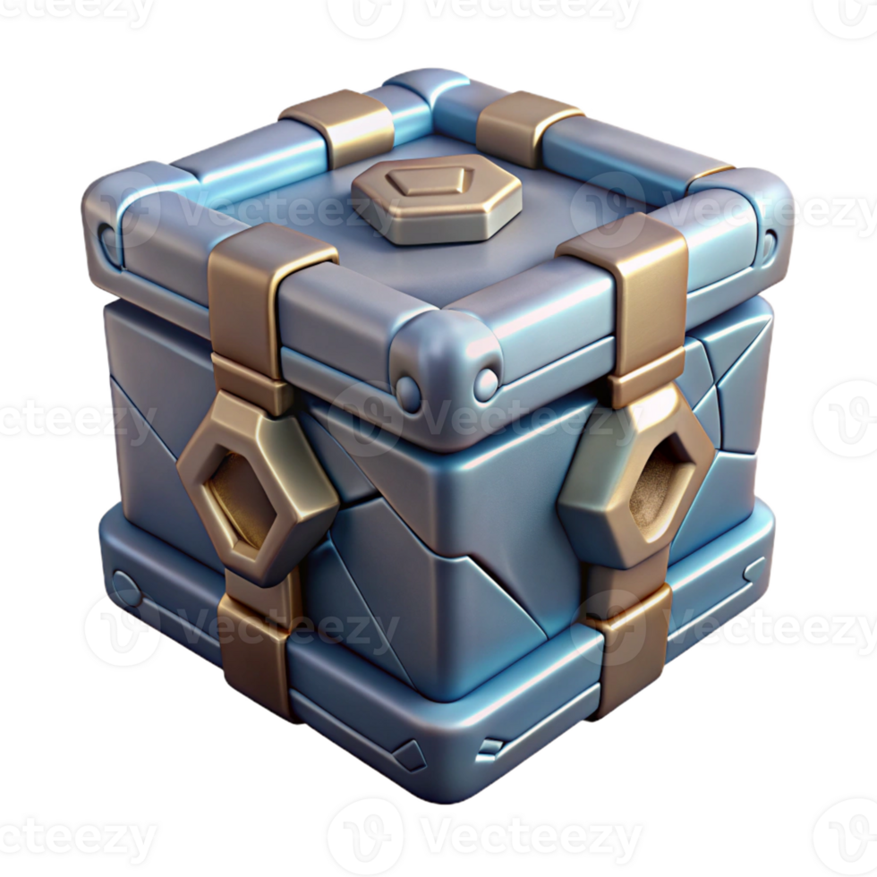 magnificent bohemian Ultra-detailed concept art style render of a single, cracked Pandora's Box, isolated cutout with Transparent Background premium png