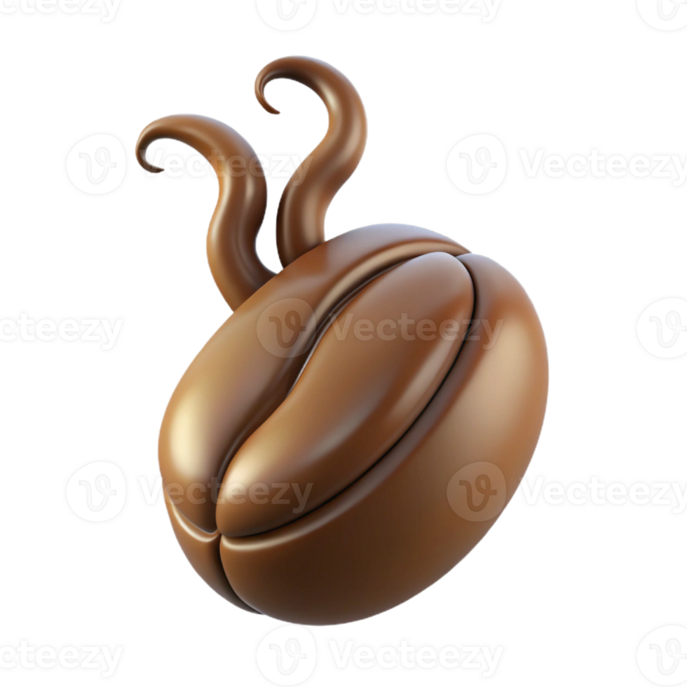 splendid dynamic gothic A single, floating coffee bean with swirling steam tendrils with Transparent Background premium png