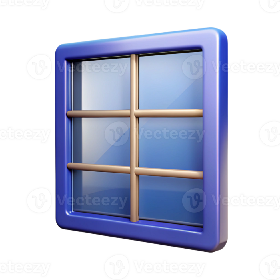 gorgeous standout Photorealistic, hyper-specific isolated cutout of a single, modern, double-paned glass window pane with Transparent Background png