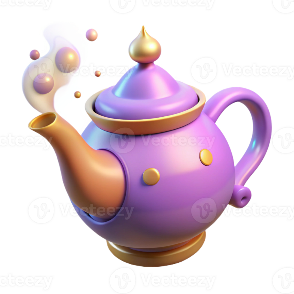 quintessential elegant A whimsical teapot, steaming, magical design with Transparent Background top-tier png