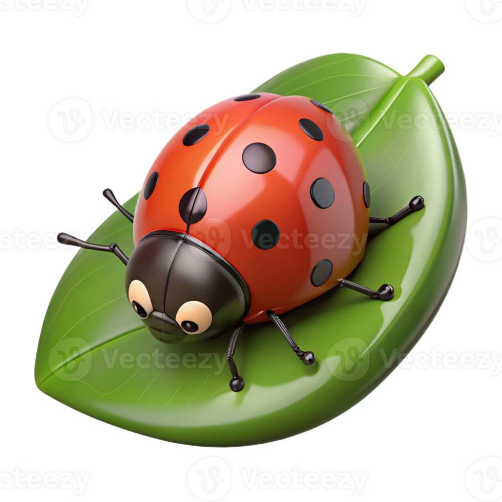 hypnotic nostalgic renaissance A ladybug crawling on a leaf leaf not visible, only the ladybug, with Transparent Background crisp png