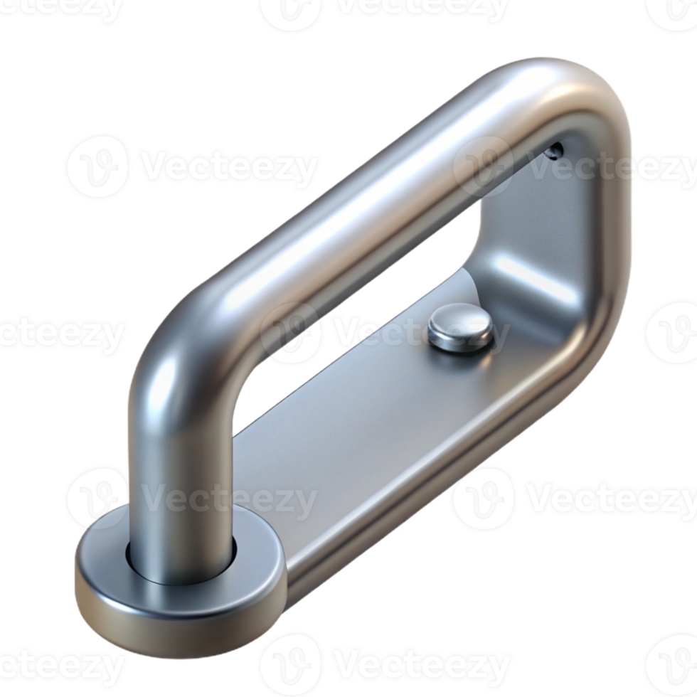 glorious classic Photorealistic, hyper-specific isolated cutout of a single, stainless steel staircase handrail bracket with Transparent Background authentic png