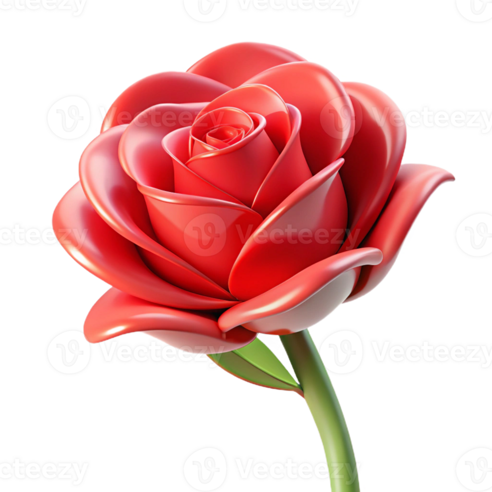 mesmerizing quintessential A single red rose, stylized, abstract art with Transparent Background png