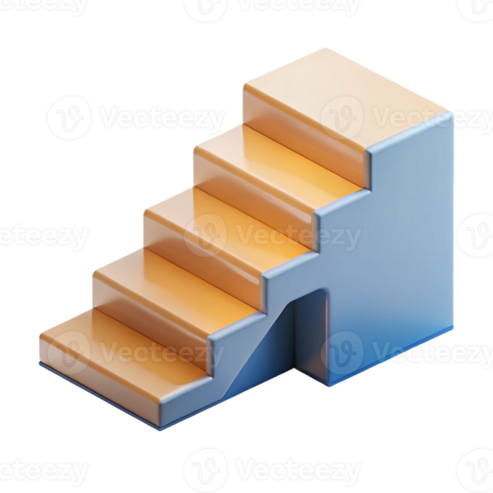 energetic striking Concept art style isolated cutout of a self-assembling, modular staircase step with Transparent Background professional png