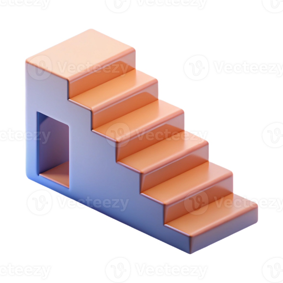 magnificent whimsical nordic Concept art style isolated cutout of a self-assembling, modular staircase step with Transparent Background perfect clarity png