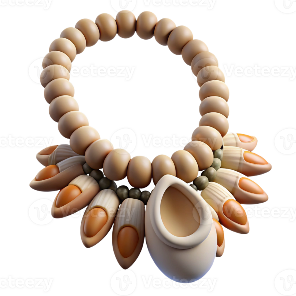 immaculate gothic Ultra-detailed, photorealistic isolated cutout of a tribal woman's necklace made of polished stones and shells with Transparent Background masterfully captured png