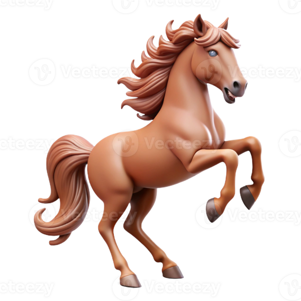 iconic elegant A prancing horse, rearing up, flowing mane and tail with Transparent Background museum quality png