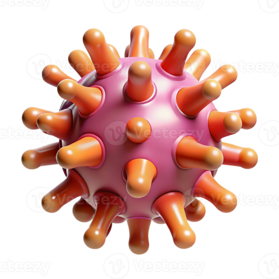 extraordinary energetic industrial A stylized, abstract virus particle with spiky protrusions with Transparent Background detailed png