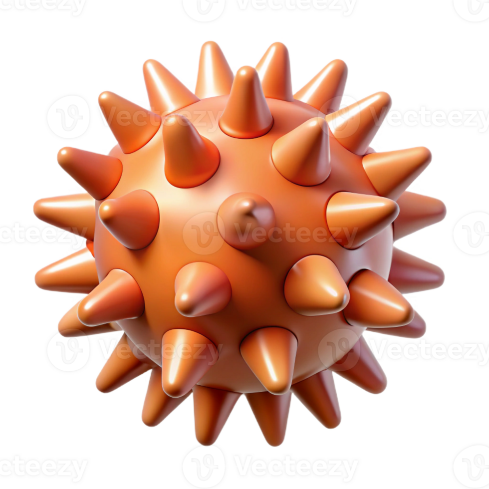 dramatic rustic A stylized, abstract virus particle with spiky protrusions with Transparent Background perfect clarity png