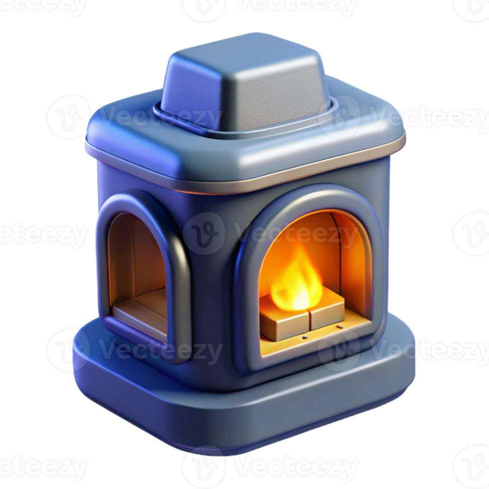 hypnotic memorable Concept art style isolated cutout of a plasma-powered, futuristic fireplace insert with Transparent Background png