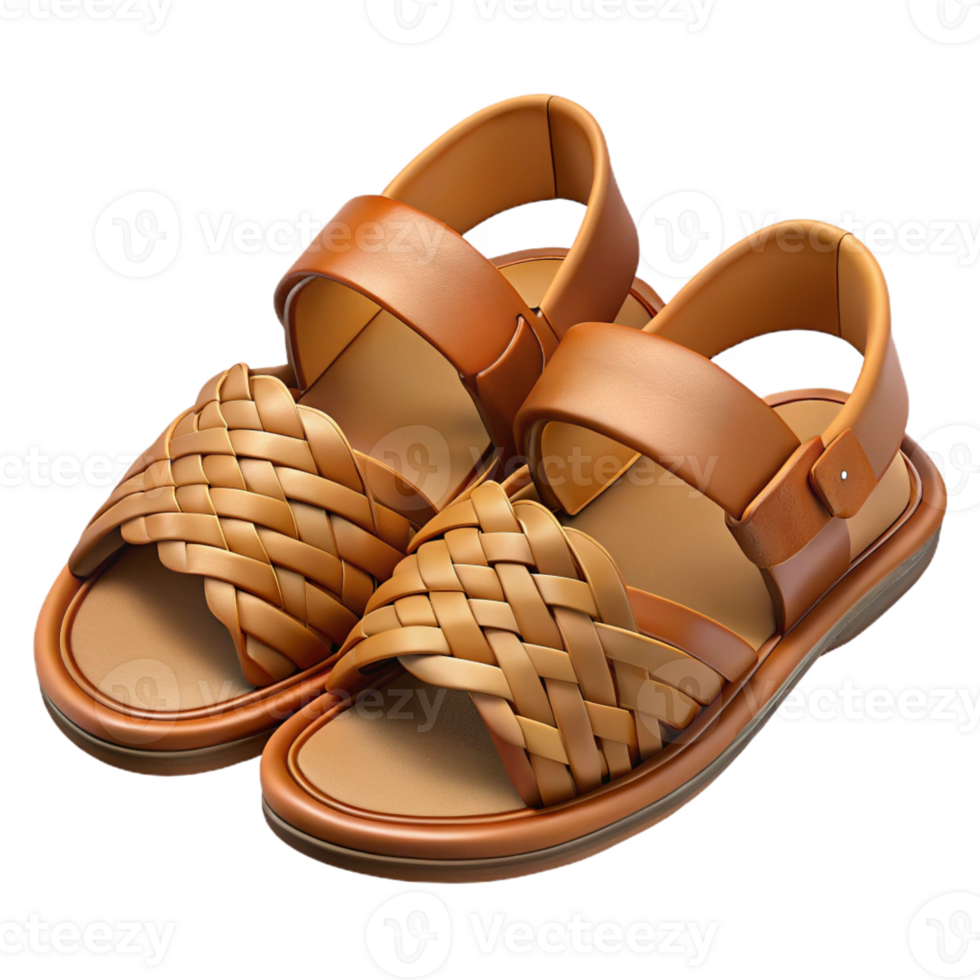 mysterious striking Photorealistic, ultra-detailed isolated cutout of a tribal warrior's woven leather sandals with Transparent Background museum quality png