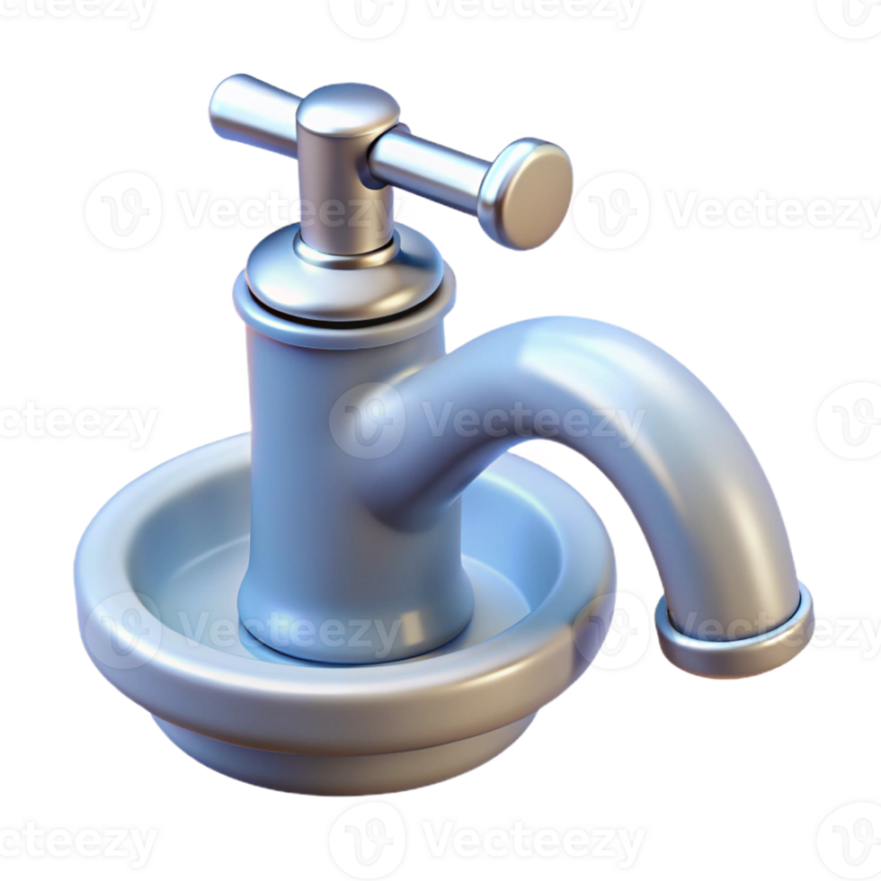melancholic dazzling Ultra-detailed professional render of a single, porcelain sink faucet with Transparent Background genuine png