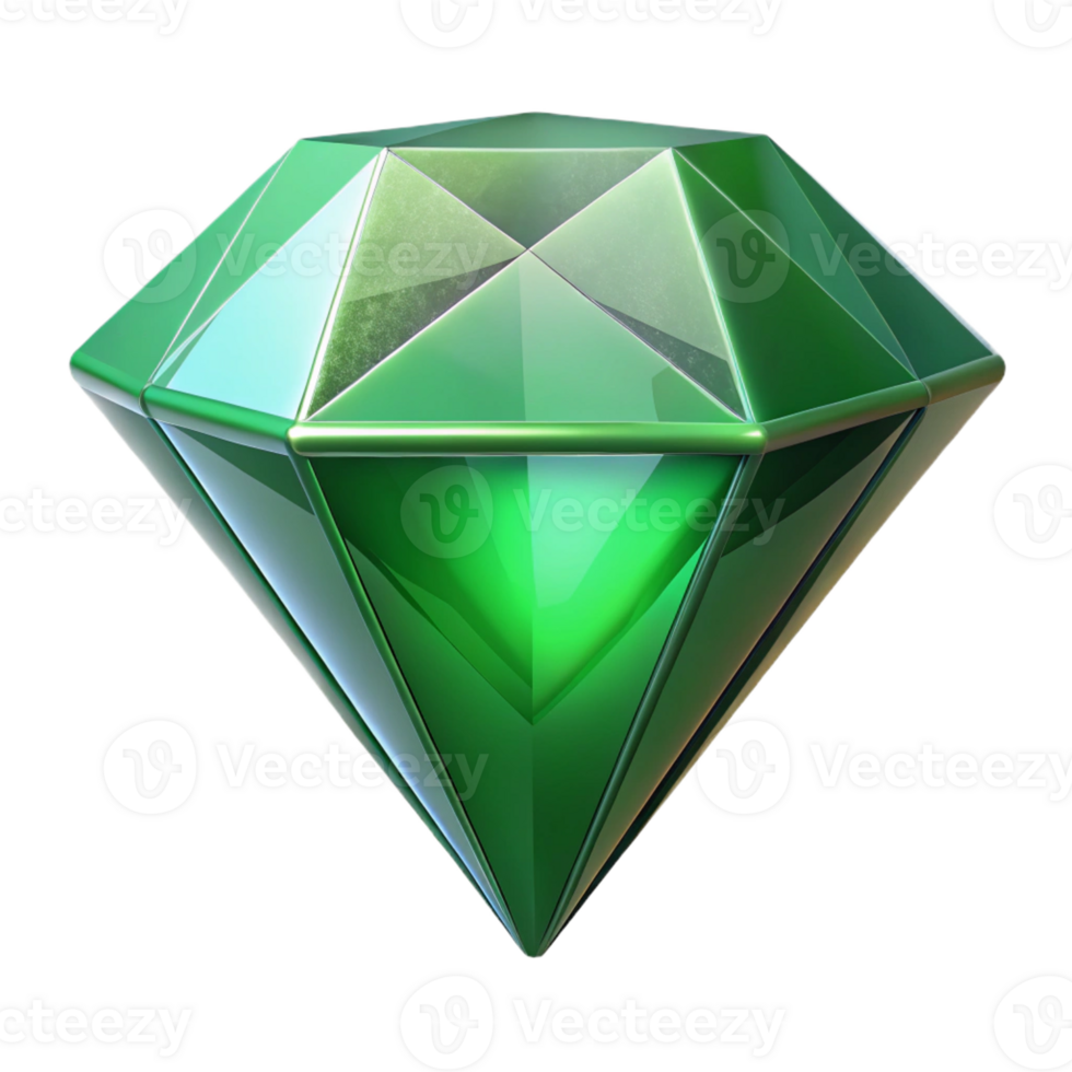 impressive sought-after Photorealistic, isolated cutout of a single, polished gemstone, emerald cut diamond with Transparent Background png