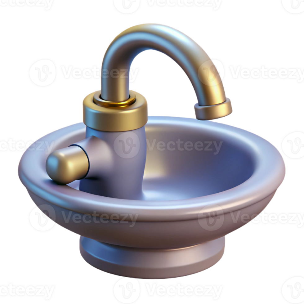magnificent quintessential Ultra-detailed professional render of a single, porcelain sink faucet with Transparent Background png