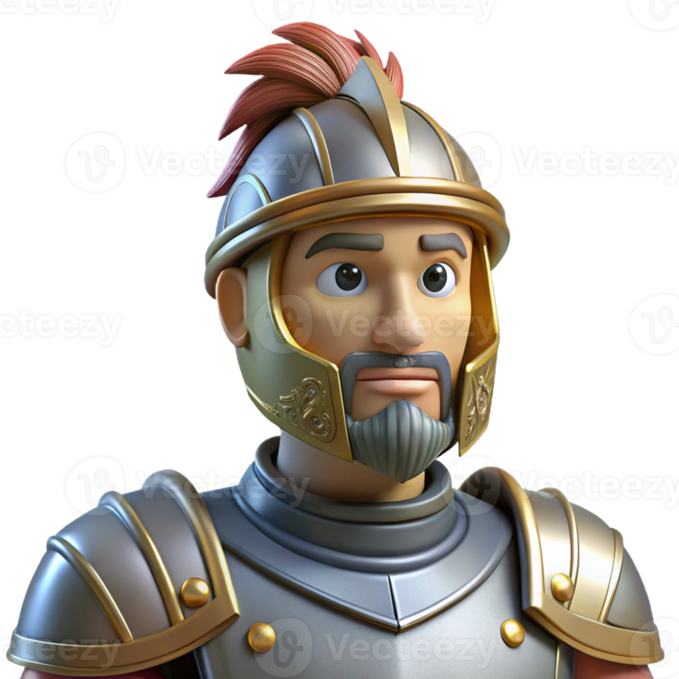extraordinary nostalgic traditional A noble knight in shining armor with a plumed helmet with Transparent Background flawless png