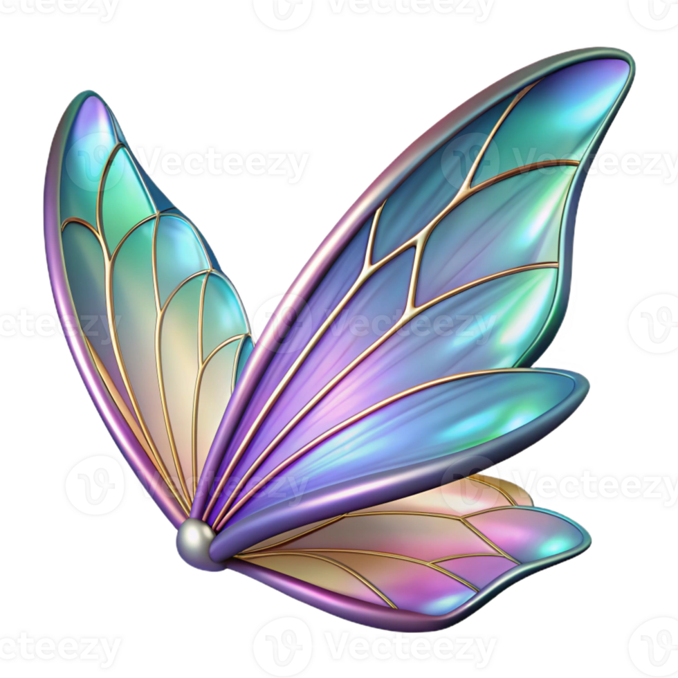 picturesque passionate nordic A beautiful fairy wing, iridescent, detailed veins with Transparent Background ultra HD png