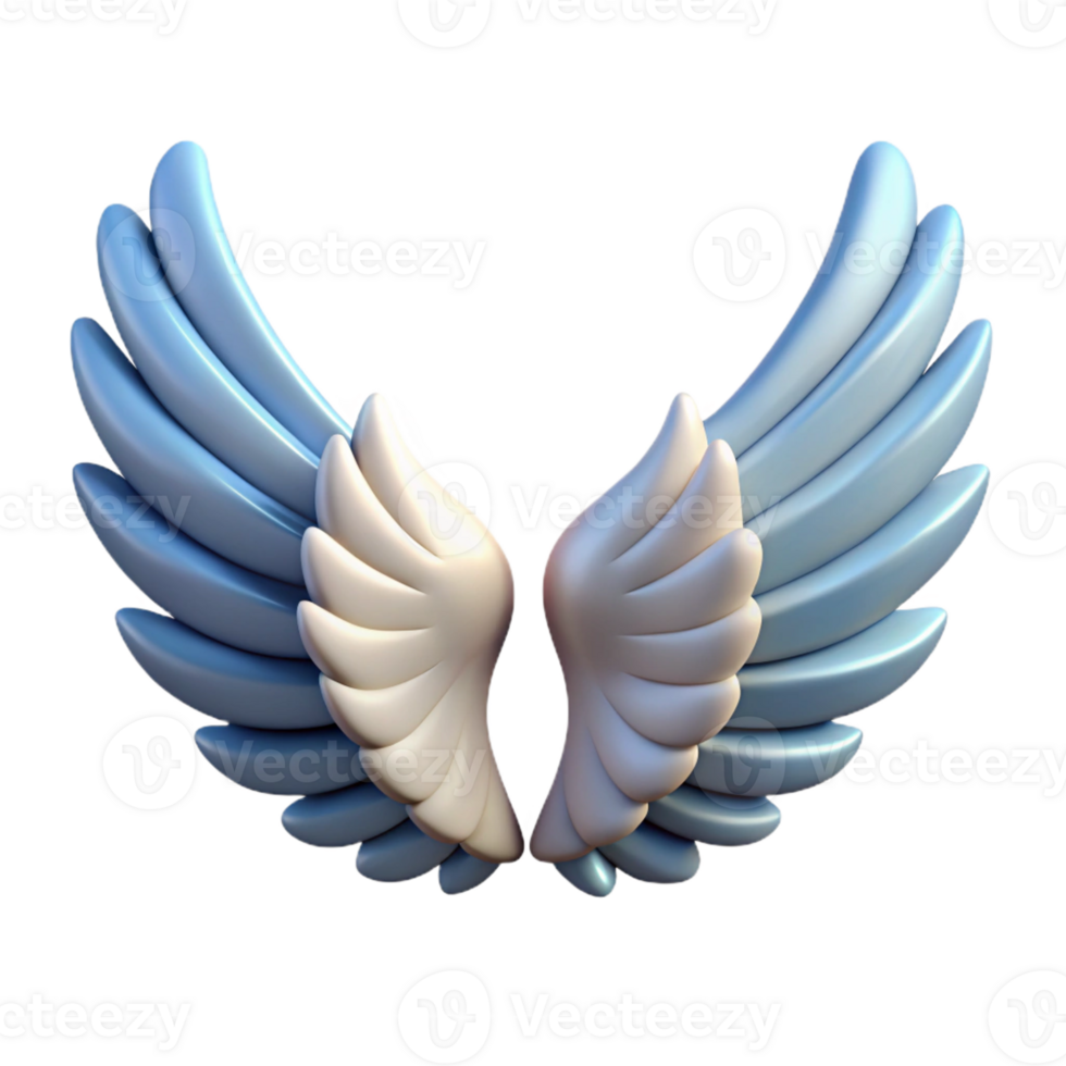 elegant quintessential Concept art style, isolated cutout of a pair of stylized, feathered angel wings with Transparent Background png
