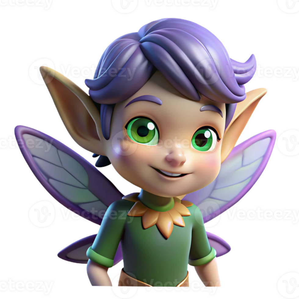 majestic intense gothic A mischievous pixie with pointed ears and glowing wings with Transparent Background precision png