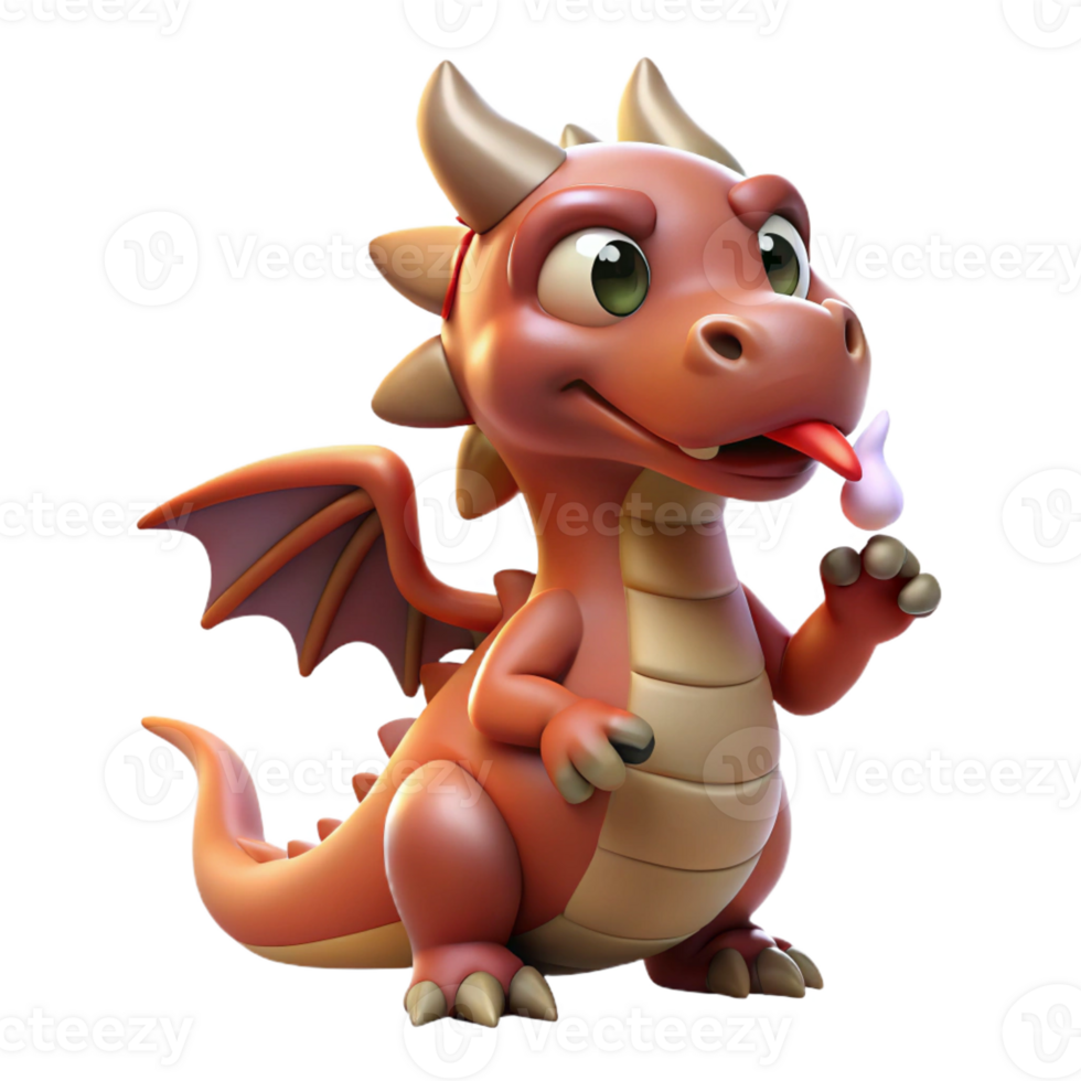 immaculate distinguished A cartoon-style dragon breathing a small puff of smoke with Transparent Background png