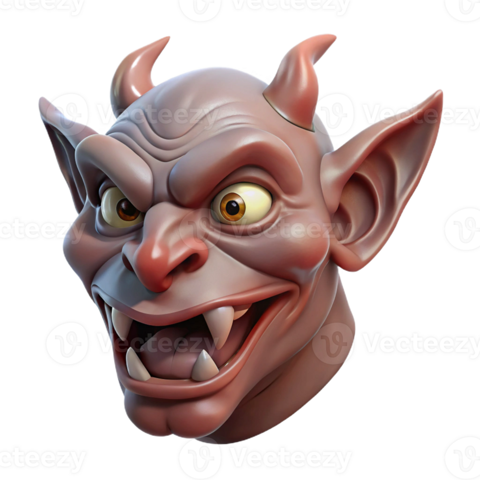 impressive exemplary Concept art style, isolated cutout of a single, grotesque gargoyle head with Transparent Background png