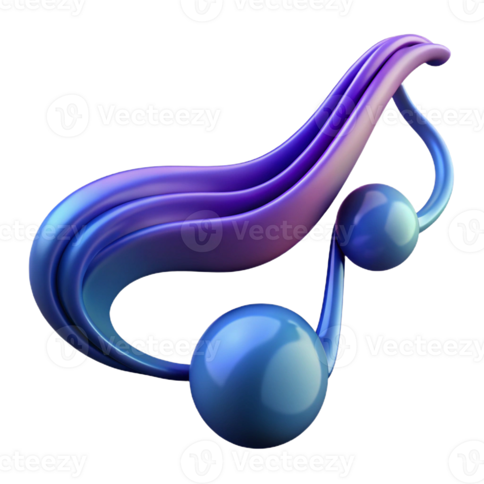 harmonious beautiful A music note, flowing, abstract design with Transparent Background handcrafted png